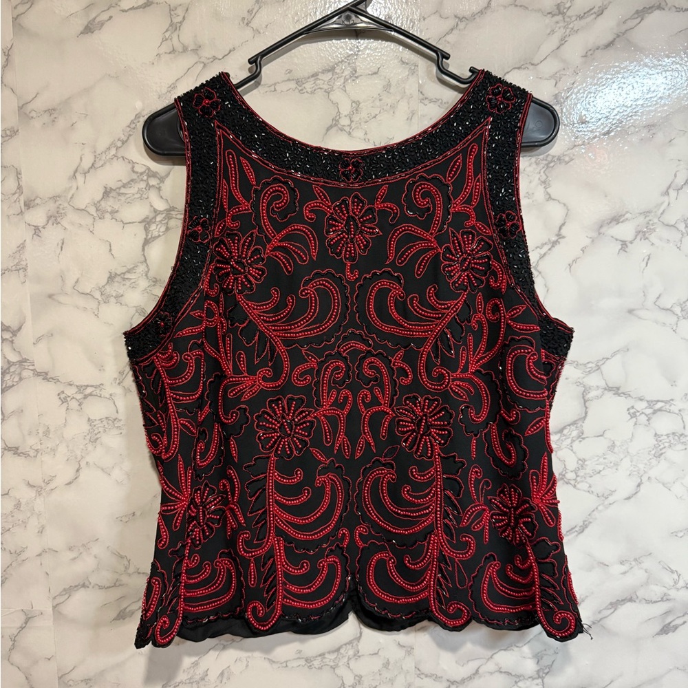 Embroidered Black and Red Women's Top - Picture 7 of 7